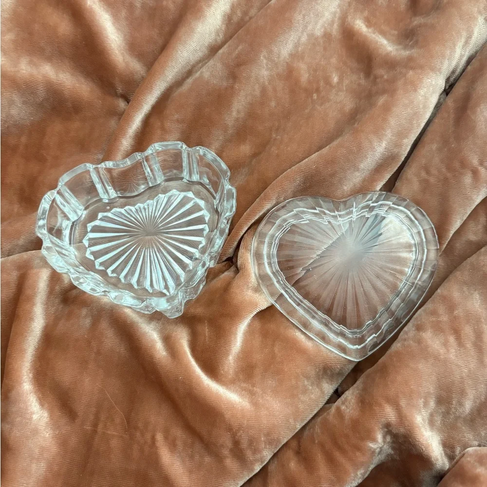 Glass Heart Trinket Candy Jewelry Box Valentine Love ❤️ Vintage #2